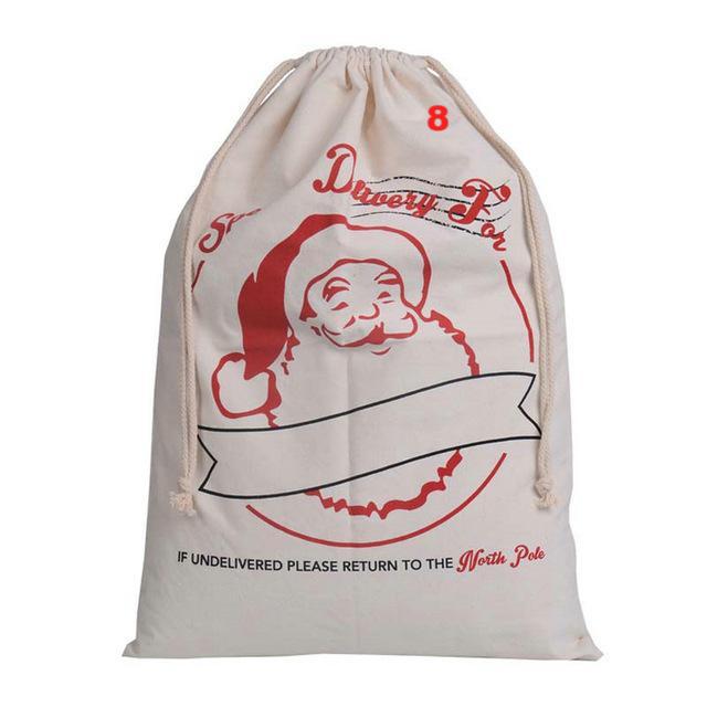 Gift Bag Christmas Red Drawstring Canvas Santa Sack Rustic Vintage - Lusy Store