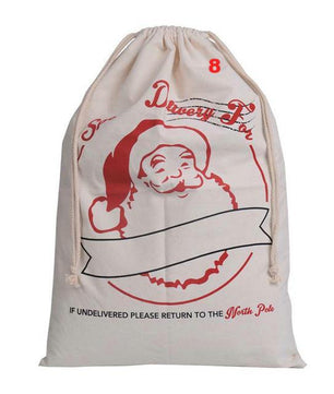 Gift Bag Christmas Red Drawstring Canvas Santa Sack Rustic Vintage - Lusy Store