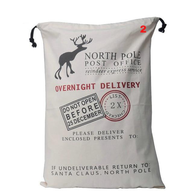Gift Bag Christmas Red Drawstring Canvas Santa Sack Rustic Vintage - Lusy Store