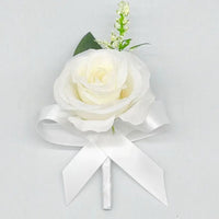 Prom bouquet artificial natural rose bouquet with silk satin ribbon Boutonnieres D
