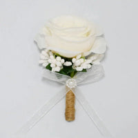 Prom bouquet artificial natural rose bouquet with silk satin ribbon Boutonnieres A
