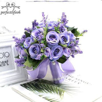Prom bouquet artificial natural rose bouquet with silk satin ribbon