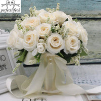 Prom bouquet artificial natural rose bouquet with silk satin ribbon