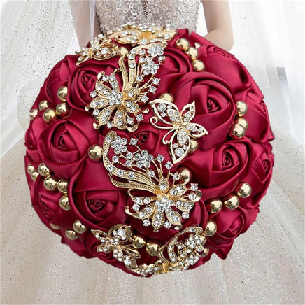 Prom bouquet artificial wedding bouquets flower crystal bridal - Lusy Store LLC