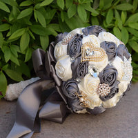 Prom bouquet artificial wedding bouquets flower crystal bridal - Lusy Store LLC
