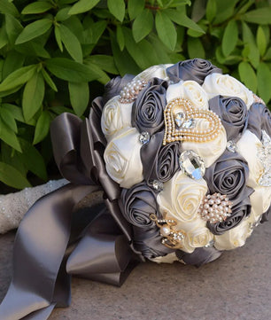 Prom bouquet artificial wedding bouquets flower crystal bridal - Lusy Store LLC