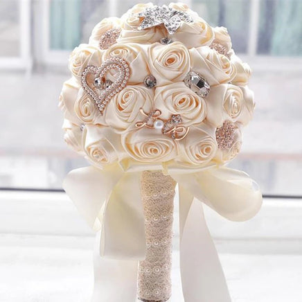 Prom bouquet artificial wedding bouquets flower crystal bridal - Lusy Store LLC