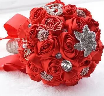 Prom bouquet artificial wedding bouquets flower crystal bridal - Lusy Store LLC