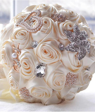 Prom bouquet artificial wedding bouquets flower crystal bridal - Lusy Store LLC