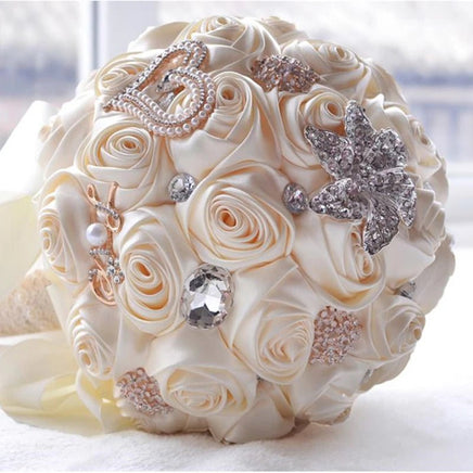 Prom bouquet artificial wedding bouquets flower crystal bridal - Lusy Store LLC