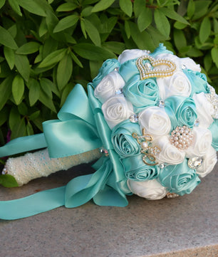Prom bouquet artificial wedding bouquets flower crystal bridal - Lusy Store LLC