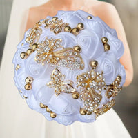 Prom bouquet artificial wedding bouquets flower crystal bridal - Lusy Store LLC