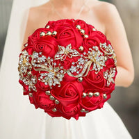 Prom bouquet artificial wedding bouquets flower crystal bridal - Lusy Store LLC