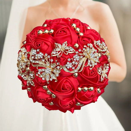 Prom bouquet artificial wedding bouquets flower crystal bridal - Lusy Store LLC