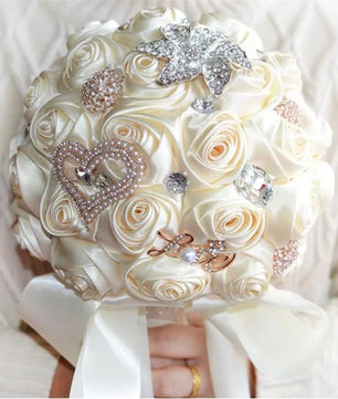 Prom bouquet artificial wedding bouquets flower crystal bridal - Lusy Store LLC