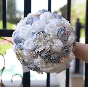 Prom bouquet artificial wedding bouquets flower crystal bridal - Lusy Store LLC