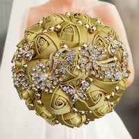 Prom bouquet artificial wedding bouquets flower crystal bridal - Lusy Store LLC