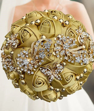 Prom bouquet artificial wedding bouquets flower crystal bridal - Lusy Store LLC