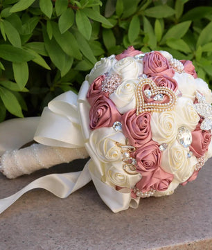 Prom bouquet artificial wedding bouquets flower crystal bridal - Lusy Store LLC