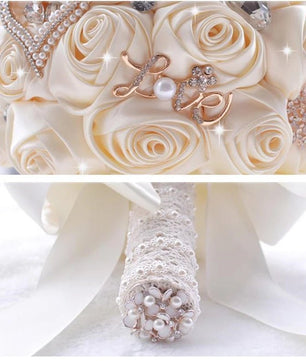 Prom bouquet artificial wedding bouquets flower crystal bridal - Lusy Store LLC