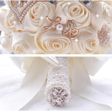 Prom bouquet artificial wedding bouquets flower crystal bridal - Lusy Store LLC