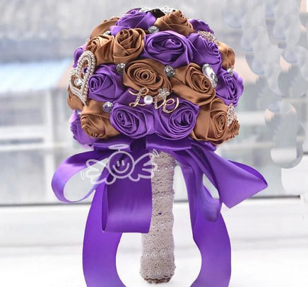 Prom bouquet artificial wedding bouquets flower crystal bridal - Lusy Store LLC