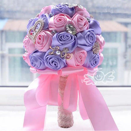 Prom bouquet artificial wedding bouquets flower crystal bridal - Lusy Store LLC