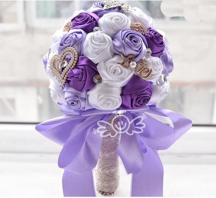 Prom bouquet artificial wedding bouquets flower crystal bridal - Lusy Store LLC