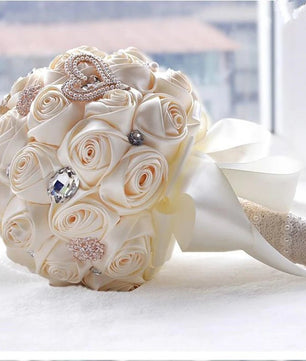 Prom bouquet artificial wedding bouquets flower crystal bridal - Lusy Store LLC