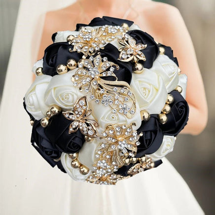 Prom bouquet artificial wedding bouquets flower crystal bridal - Lusy Store LLC