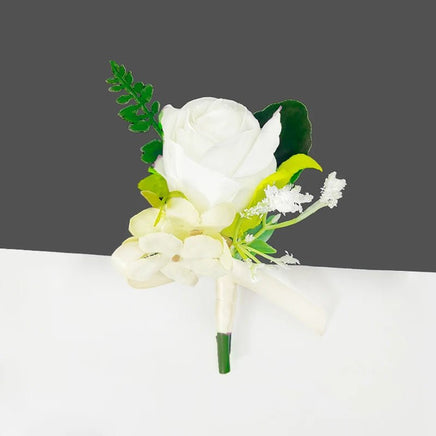 Prom Bouquet Bride Bridesmaid Silk Ribbon Artificial Roses Chest flower 3