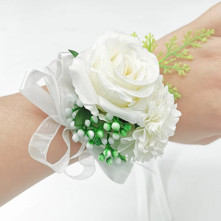 Prom Bouquet Bride Bridesmaid Silk Ribbon Artificial Roses Hand flower 3