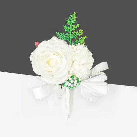 Prom Bouquet Bride Bridesmaid Silk Ribbon Artificial Roses - Lusy Store LLC