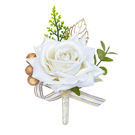 Prom Bouquet Bride Bridesmaid Silk Ribbon Artificial Roses Chest flower 1