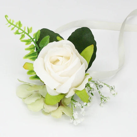 Prom Bouquet Bride Bridesmaid Silk Ribbon Artificial Roses Hand flower 4