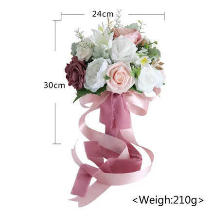 Prom bouquet dusty rose artificial flower wedding ceremony anniversary decoration - Lusy Store LLC