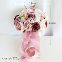 Prom bouquet dusty rose artificial flower wedding ceremony anniversary decoration - Lusy Store LLC