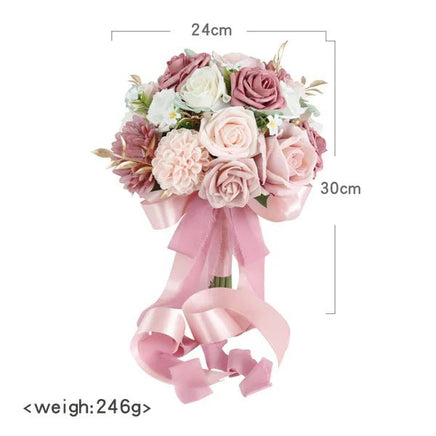 Prom bouquet dusty rose artificial flower wedding ceremony anniversary decoration - Lusy Store LLC