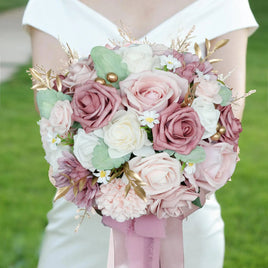 Prom bouquet dusty rose artificial flower wedding ceremony anniversary decoration - Lusy Store LLC