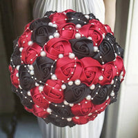 Prom Bouquet Ivory Satin Rose Artificial Flowers Rhinestone Bridesmaid Bouquets