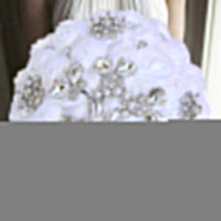 Prom Bouquet Ivory Satin Rose Artificial Flowers Rhinestone Bridesmaid Bouquets