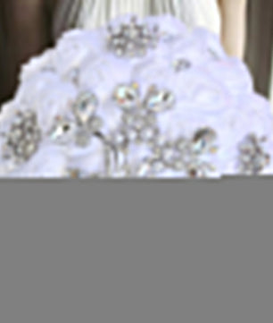 Prom Bouquet Ivory Satin Rose Artificial Flowers Rhinestone Bridesmaid Bouquets - Lusy Store LLC