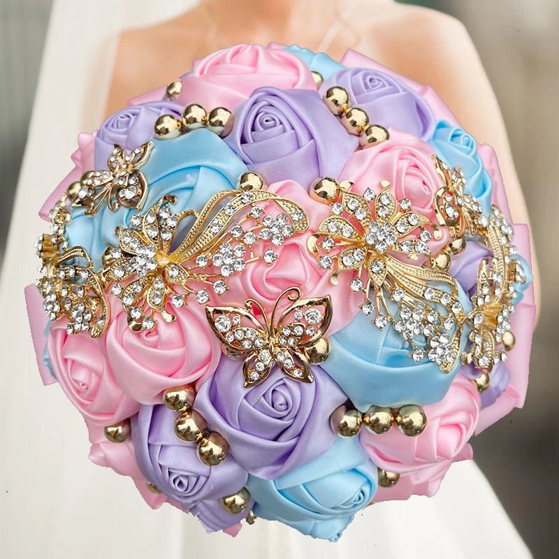 Prom Bouquet Rose Navy Bridesmaid Bridesmaid Holding Flowers for Wedding Decoration - Lusy Store LLC