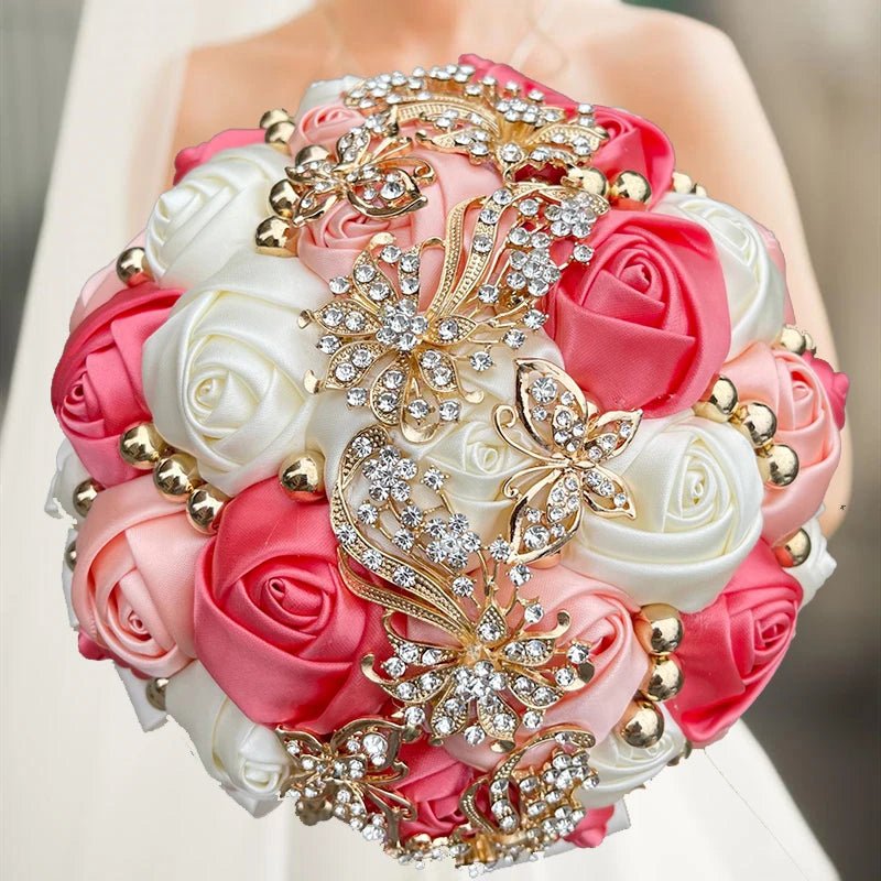 Prom Bouquet Rose Navy Bridesmaid Bridesmaid Holding Flowers for Wedding Decoration - Lusy Store LLC