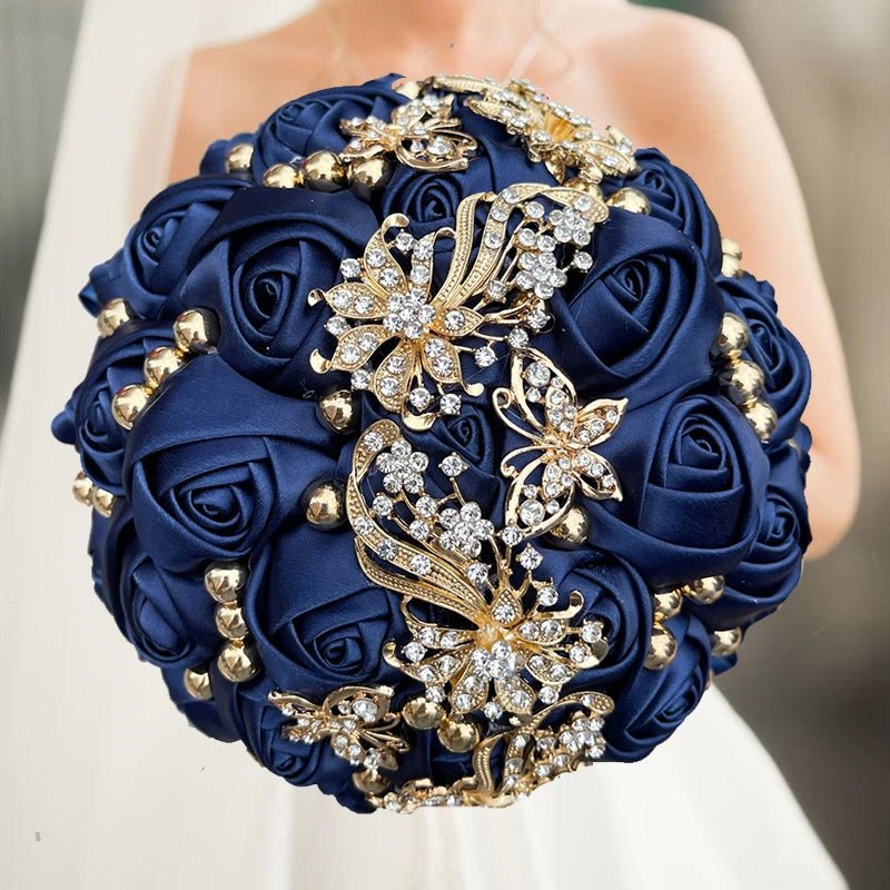 Prom Bouquet Rose Navy Bridesmaid Bridesmaid Holding Flowers for Wedding Decoration - Lusy Store LLC