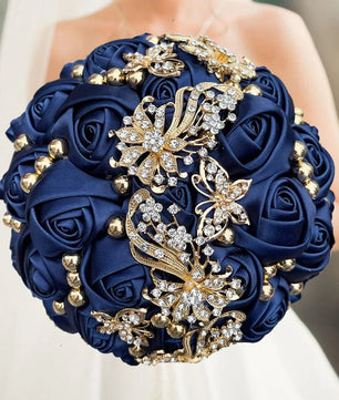 Prom Bouquet Rose Navy Bridesmaid Bridesmaid Holding Flowers for Wedding Decoration - Lusy Store LLC