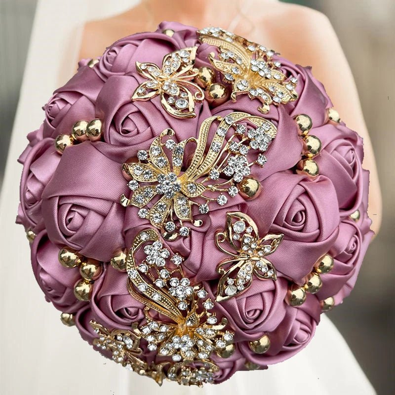 Prom Bouquet Rose Navy Bridesmaid Bridesmaid Holding Flowers for Wedding Decoration - Lusy Store LLC