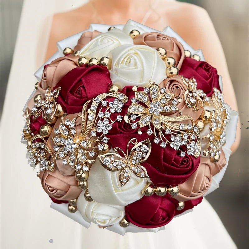 Prom Bouquet Rose Navy Bridesmaid Bridesmaid Holding Flowers for Wedding Decoration - Lusy Store LLC