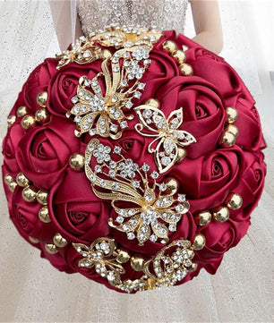 Prom Bouquet Rose Navy Bridesmaid Bridesmaid Holding Flowers for Wedding Decoration - Lusy Store LLC
