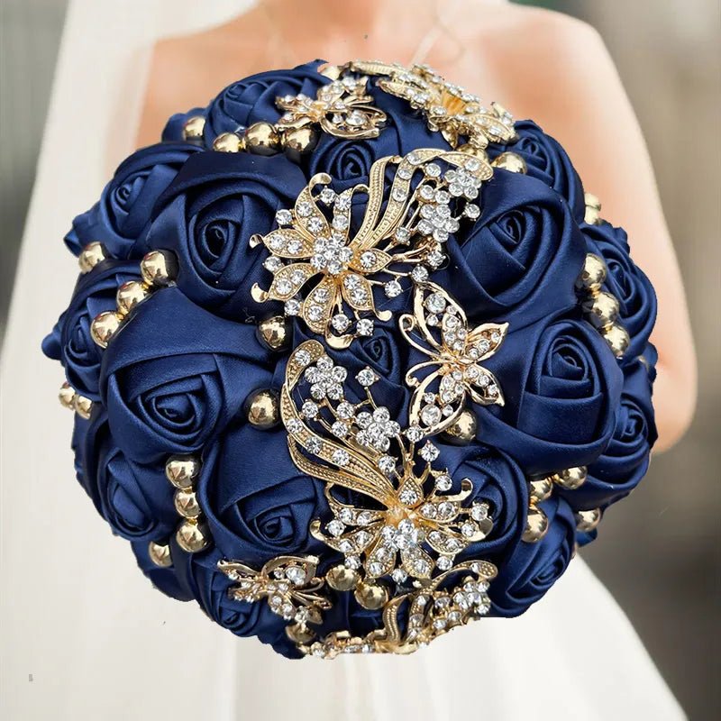Prom Bouquet Rose Navy Bridesmaid Bridesmaid Holding Flowers for Wedding Decoration - Lusy Store LLC